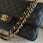 CHANEL Handbag Chanel Black Caviar Quilted Classic Flap Medium GHW - Redeluxe