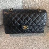 CHANEL Handbag Chanel Black Caviar Quilted Classic Flap Medium LGHW - Redeluxe
