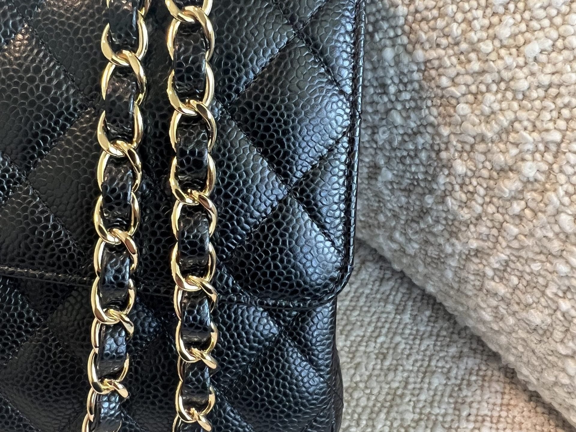 CHANEL Handbag Chanel Black Caviar Quilted Classic Flap Medium LGHW - Redeluxe