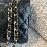 CHANEL Handbag Chanel Black Caviar Quilted Classic Flap Medium LGHW - Redeluxe
