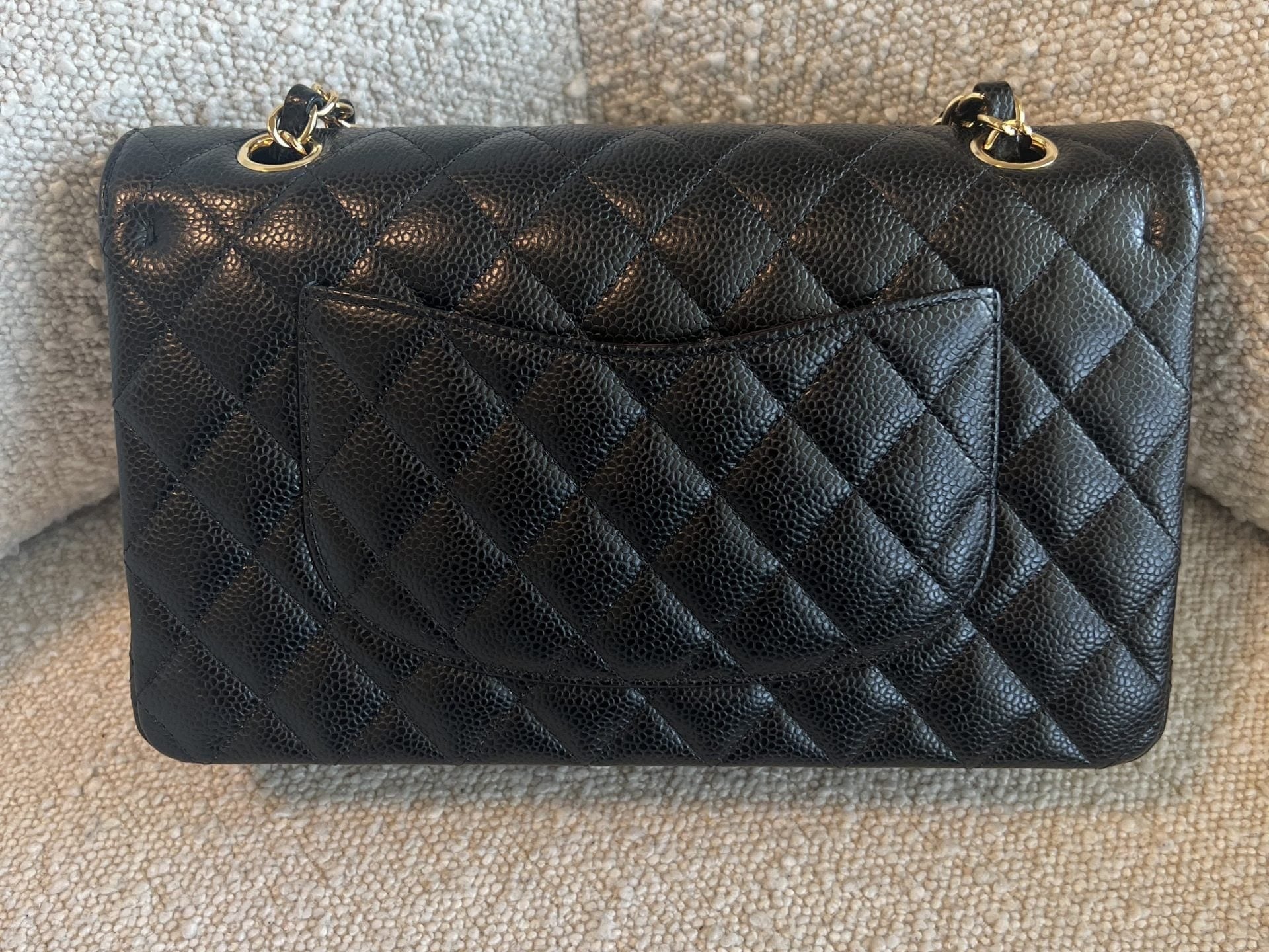 CHANEL Handbag Chanel Black Caviar Quilted Classic Flap Medium LGHW - Redeluxe