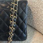 CHANEL Handbag Chanel Black Caviar Quilted Classic Flap Medium LGHW - Redeluxe