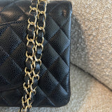 CHANEL Handbag Chanel Black Caviar Quilted Classic Flap Medium LGHW - Redeluxe