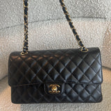 CHANEL Handbag Chanel Black Caviar Quilted Classic Flap Medium LGHW - Redeluxe
