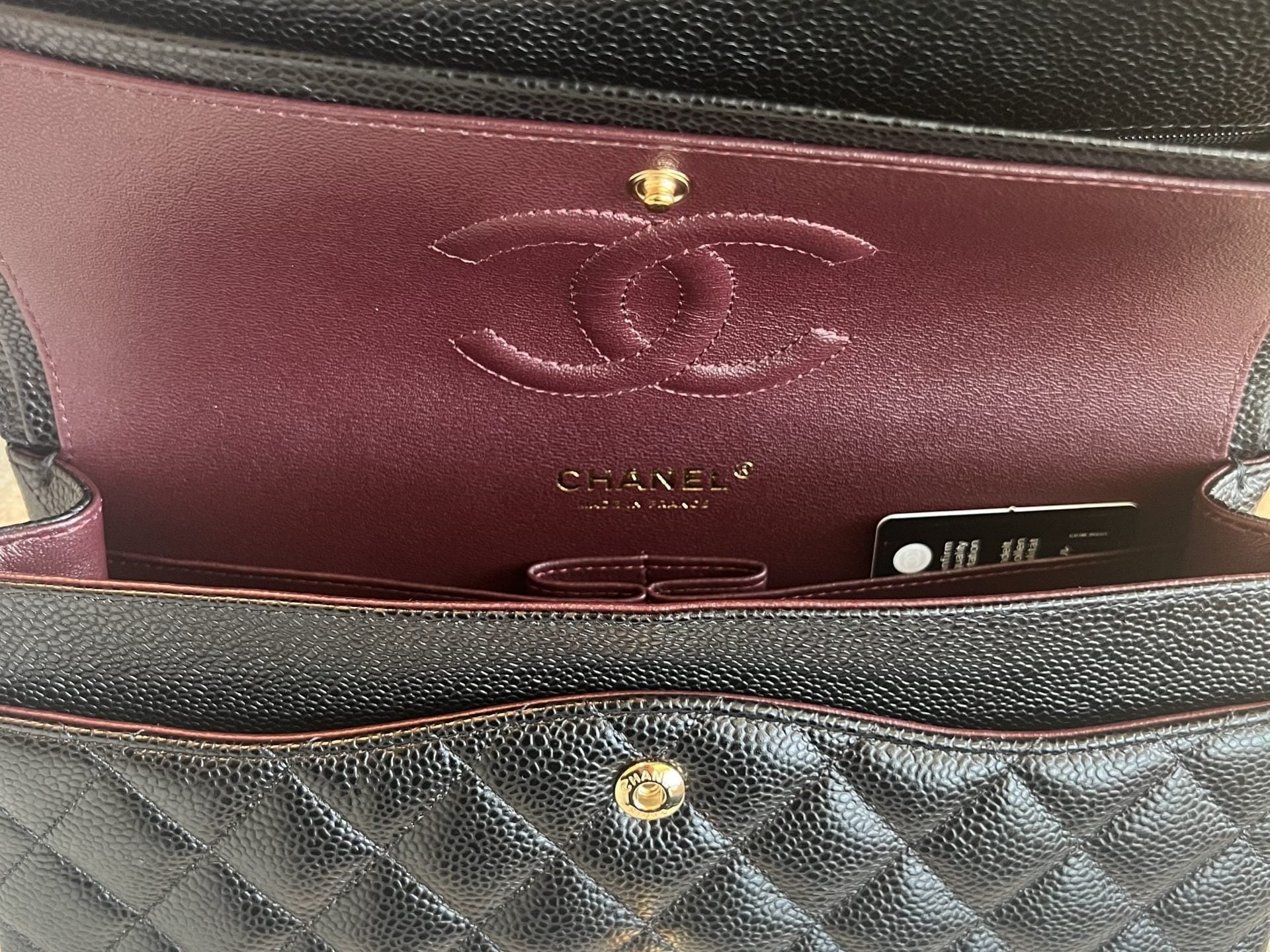 CHANEL Handbag Chanel Black Caviar Quilted Classic Flap Medium LGHW - Redeluxe
