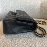 CHANEL Handbag Chanel Black Caviar Quilted Classic Flap Medium LGHW - Redeluxe
