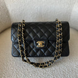 CHANEL Handbag Chanel Black Caviar Quilted Classic Flap Small Gold Hardware - Redeluxe