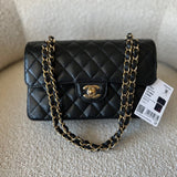 CHANEL Handbag Chanel Black Caviar Quilted Classic Flap Small Gold Hardware - Redeluxe