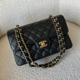 CHANEL Handbag Chanel Black Caviar Quilted Classic Flap Small Gold Hardware - Redeluxe