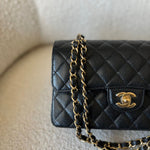 CHANEL Handbag Chanel Black Caviar Quilted Classic Flap Small Gold Hardware - Redeluxe