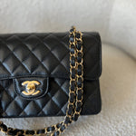 CHANEL Handbag Chanel Black Caviar Quilted Classic Flap Small Gold Hardware - Redeluxe