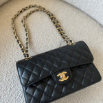 CHANEL Handbag Chanel Black Caviar Quilted Classic Flap Small Gold Hardware - Redeluxe