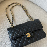 CHANEL Handbag Chanel Black Caviar Quilted Classic Flap Small Gold Hardware - Redeluxe