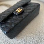 CHANEL Handbag Chanel Black Caviar Quilted Classic Flap Small Gold Hardware - Redeluxe