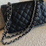 CHANEL Handbag Chanel Black Caviar Quilted Classic Flap Small SHW - Redeluxe