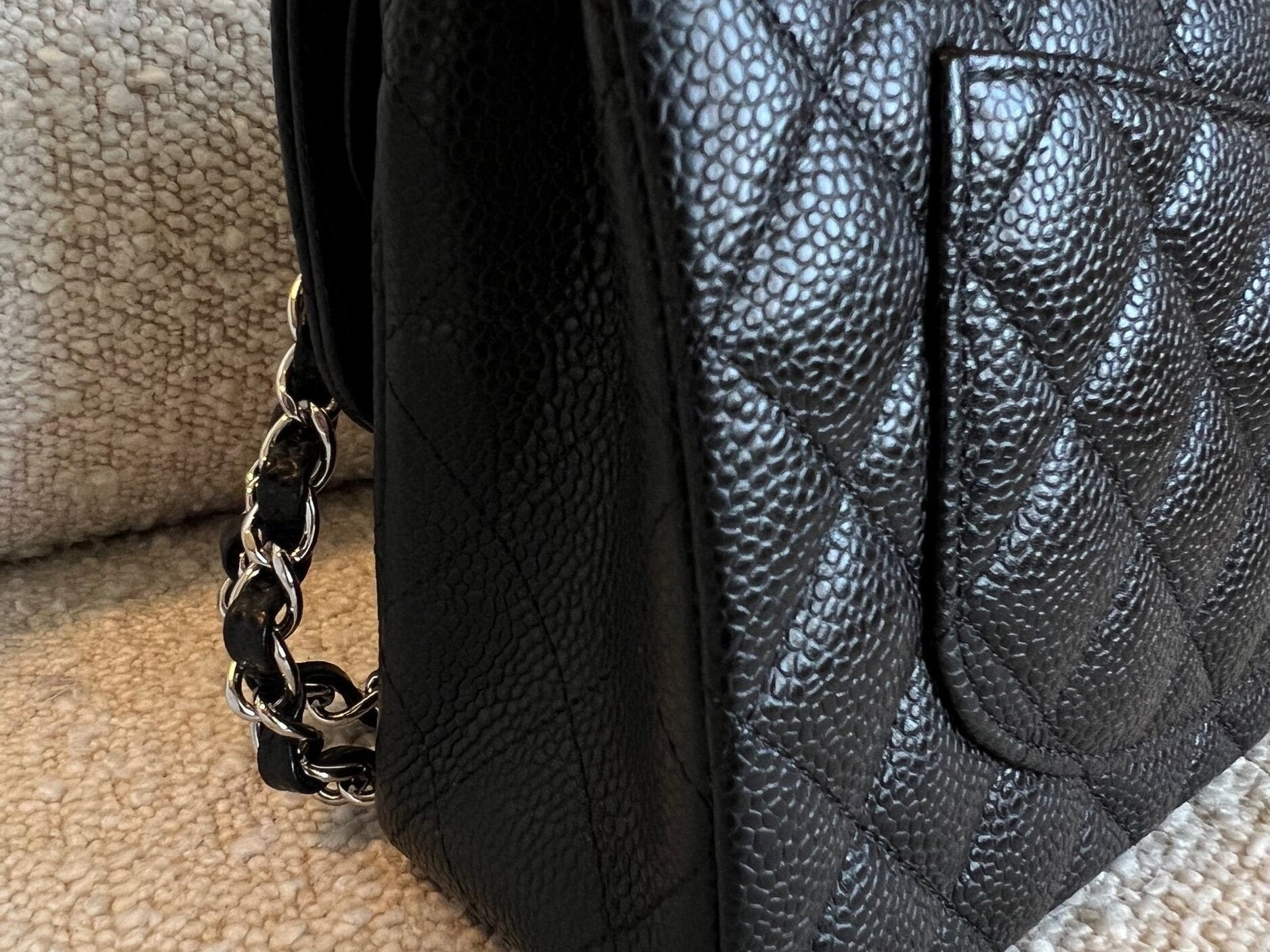 CHANEL Handbag Chanel Black Caviar Quilted Classic Flap Small SHW - Redeluxe