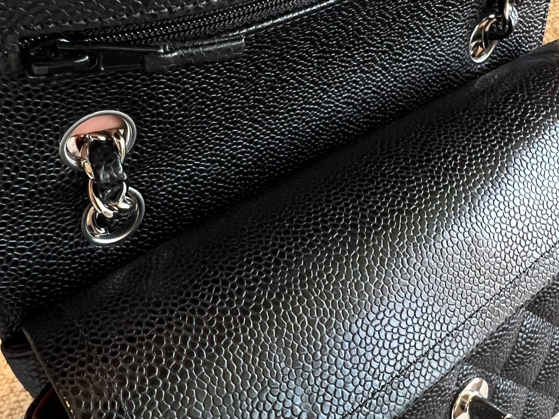 CHANEL Handbag Chanel Black Caviar Quilted Classic Flap Small SHW - Redeluxe