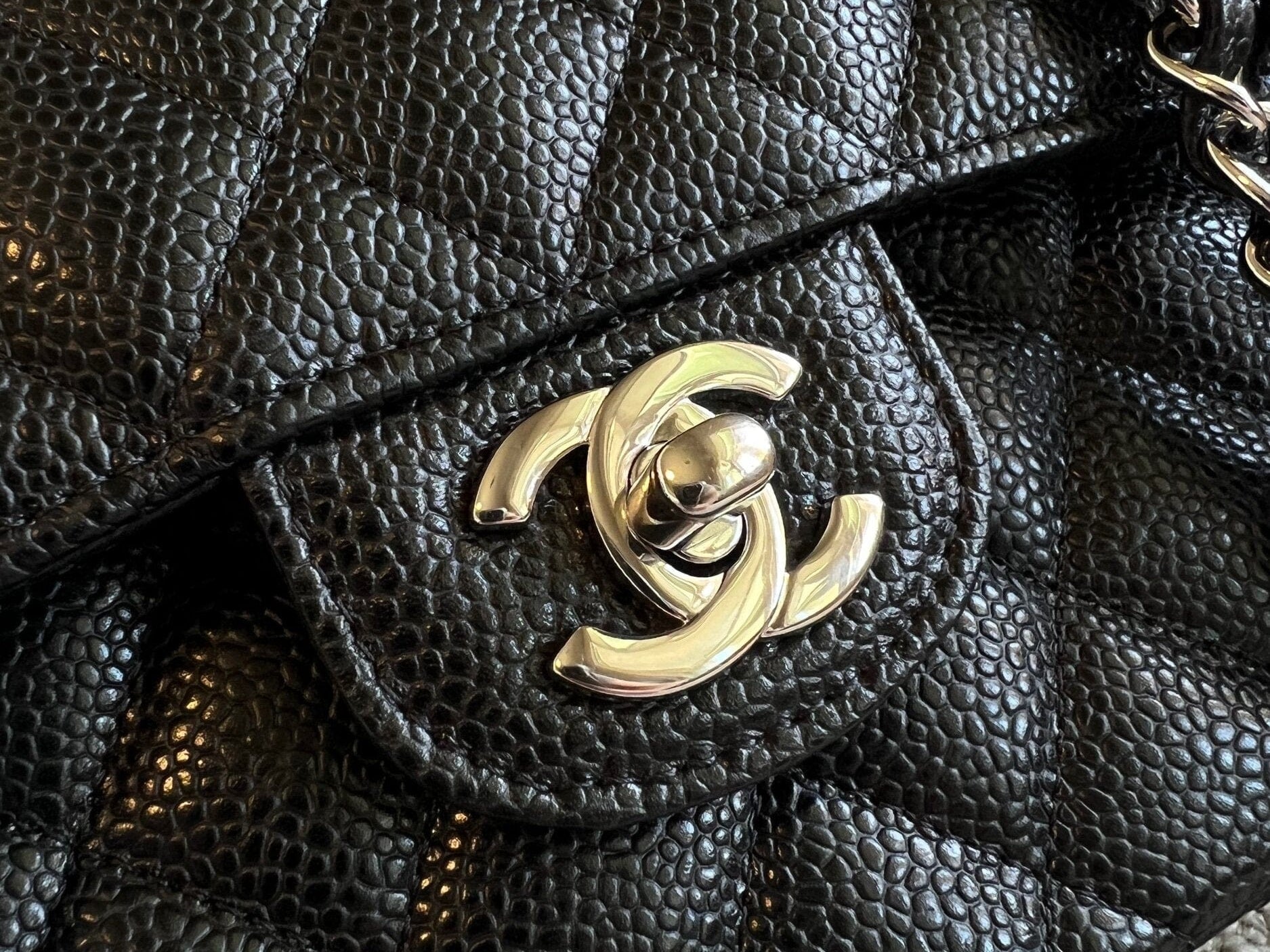 CHANEL Handbag Chanel Black Caviar Quilted Classic Flap Small SHW - Redeluxe