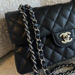 CHANEL Handbag Chanel Black Caviar Quilted Classic Flap Small SHW - Redeluxe