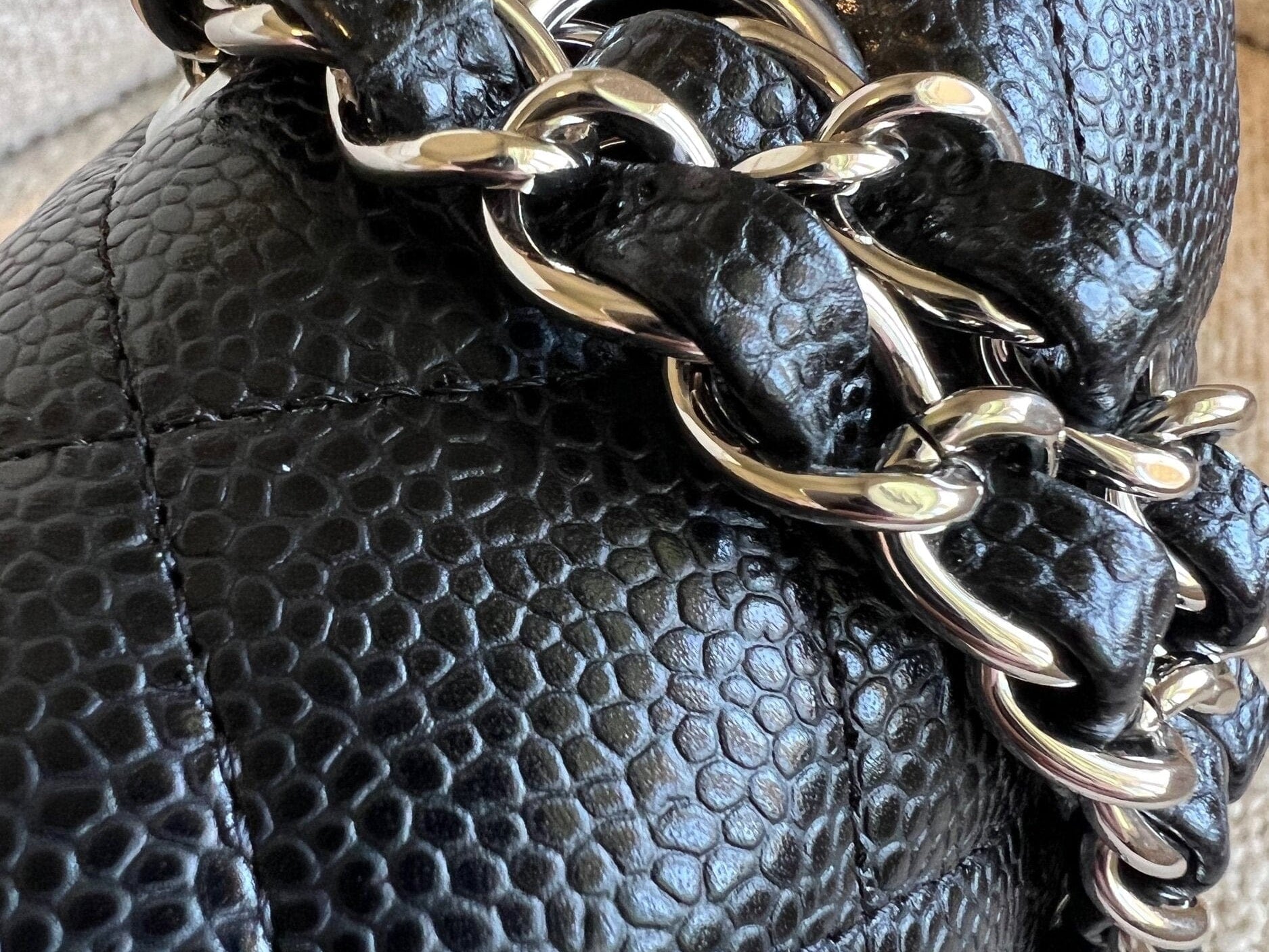 CHANEL Handbag Chanel Black Caviar Quilted Classic Flap Small SHW - Redeluxe