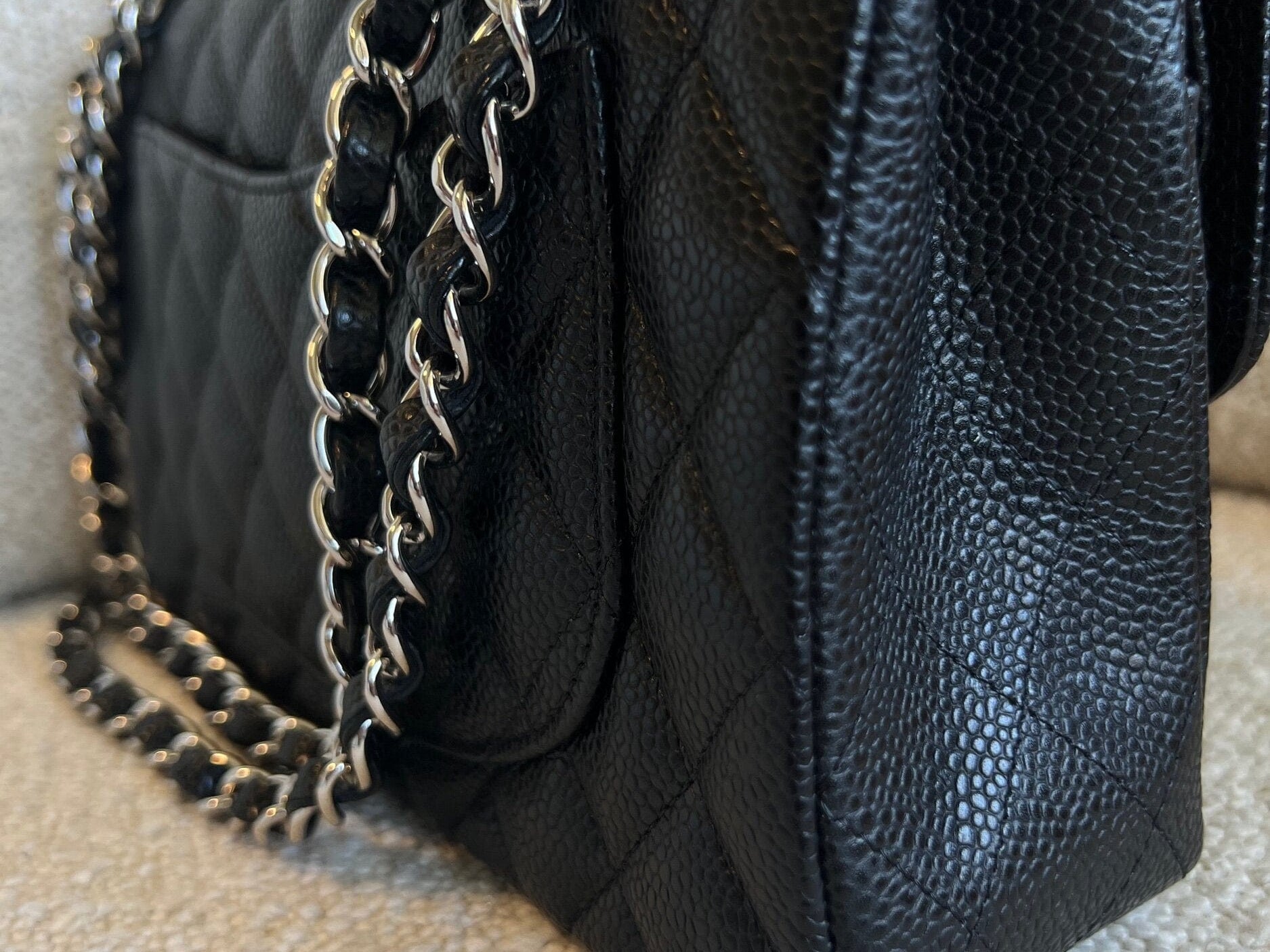 CHANEL Handbag Chanel Black Caviar Quilted Classic Flap Small SHW - Redeluxe