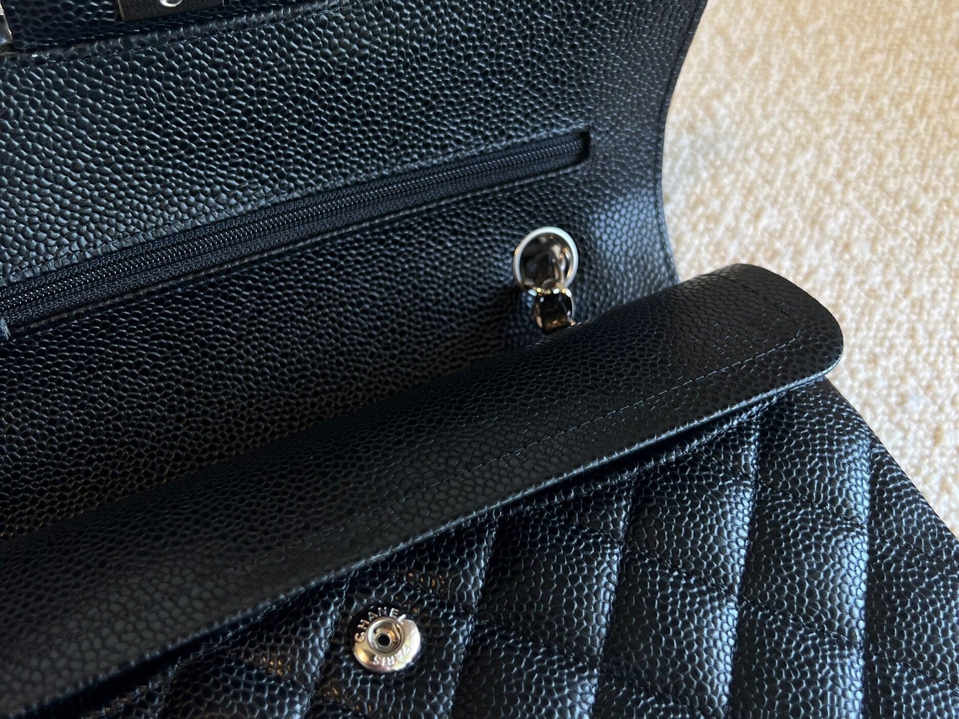 CHANEL Handbag Chanel Black Caviar Quilted Classic Flap Small SHW - Redeluxe