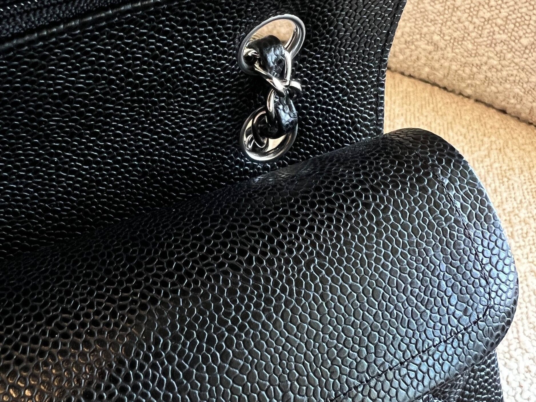 CHANEL Handbag Chanel Black Caviar Quilted Classic Flap Small SHW - Redeluxe