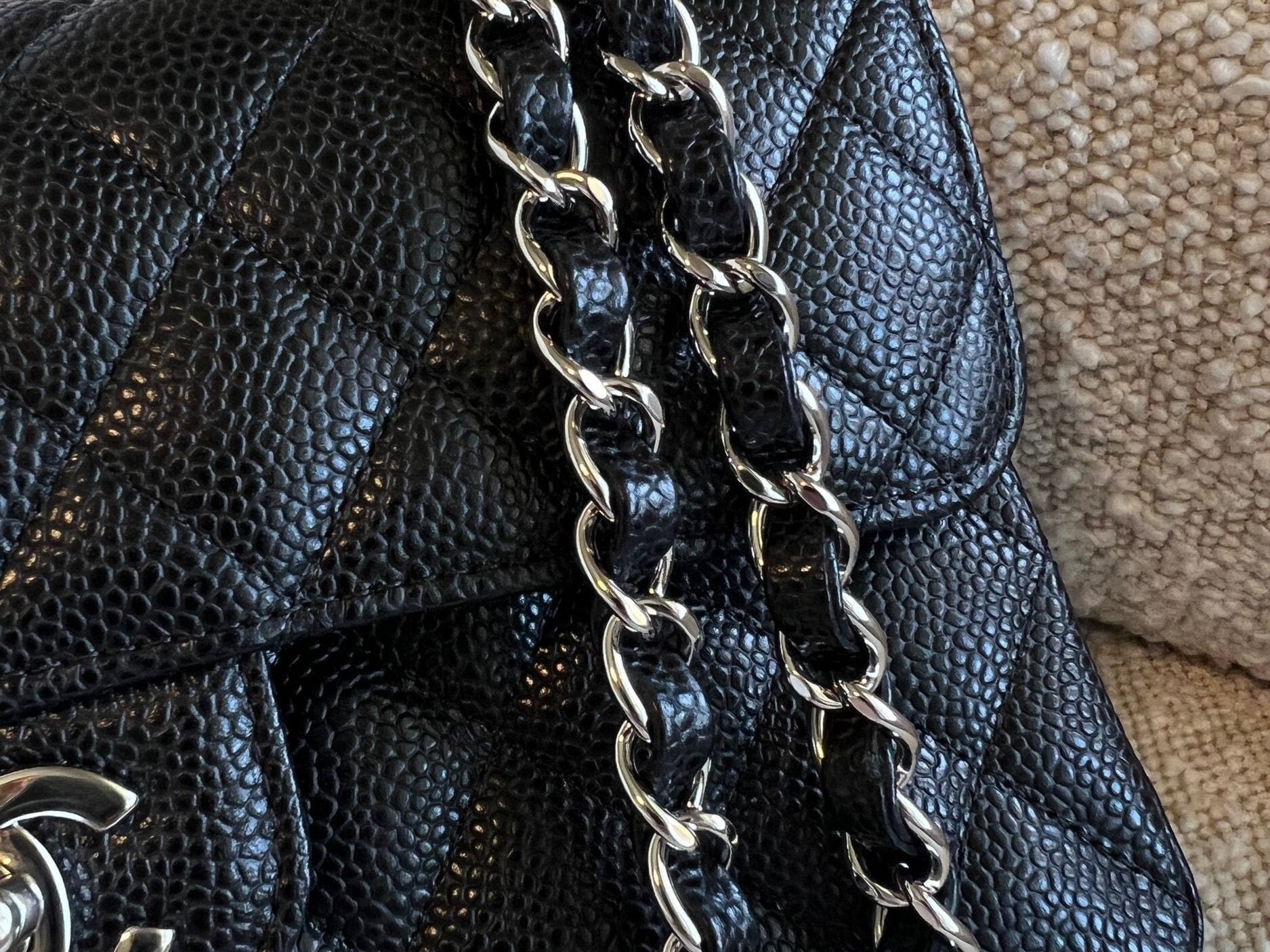 CHANEL Handbag Chanel Black Caviar Quilted Classic Flap Small SHW - Redeluxe