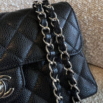 CHANEL Handbag Chanel Black Caviar Quilted Classic Flap Small SHW - Redeluxe