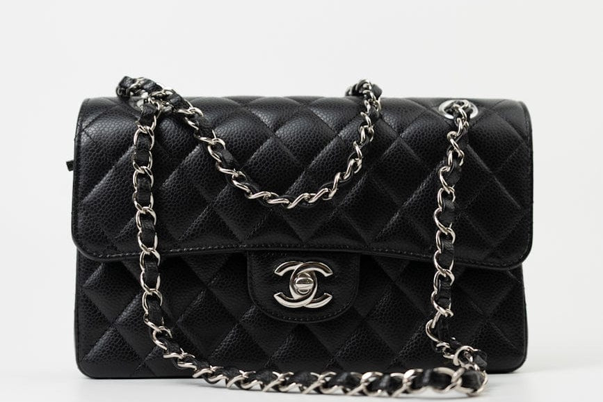 CHANEL Handbag Chanel Black Caviar Quilted Classic Flap Small SHW - Redeluxe