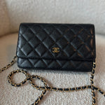 CHANEL Handbag Chanel Black Caviar Quilted Wallet On Chain GHW (WOC) - Redeluxe
