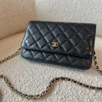 CHANEL Handbag Chanel Black Caviar Quilted Wallet On Chain GHW (WOC) - Redeluxe