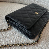 CHANEL Handbag Chanel Black Caviar Quilted Wallet On Chain GHW (WOC) - Redeluxe