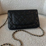 CHANEL Handbag Chanel Black Caviar Quilted Wallet On Chain GHW (WOC) - Redeluxe
