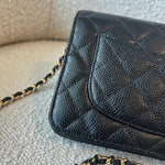 CHANEL Handbag Chanel Black Caviar Quilted Wallet On Chain GHW (WOC) - Redeluxe