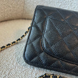 CHANEL Handbag Chanel Black Caviar Quilted Wallet On Chain GHW (WOC) - Redeluxe