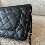 CHANEL Handbag Chanel Black Caviar Quilted Wallet On Chain GHW (WOC) - Redeluxe