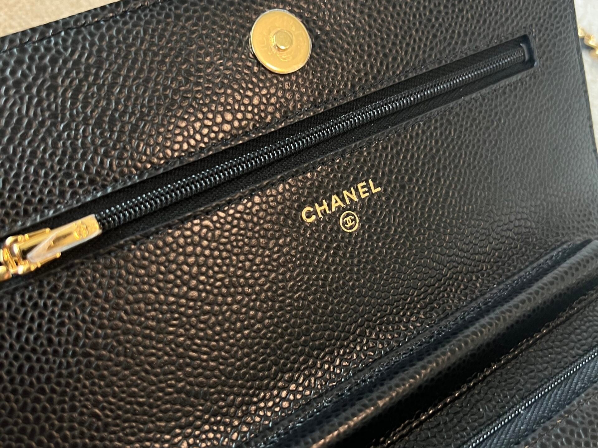 CHANEL Handbag Chanel Black Caviar Quilted Wallet On Chain GHW (WOC) - Redeluxe