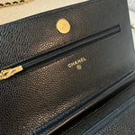 CHANEL Handbag Chanel Black Caviar Quilted Wallet On Chain GHW (WOC) - Redeluxe