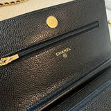CHANEL Handbag Chanel Black Caviar Quilted Wallet On Chain GHW (WOC) - Redeluxe