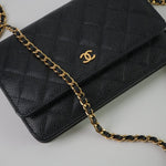CHANEL Handbag Chanel Black Caviar Quilted Wallet On Chain GHW (WOC) - Redeluxe