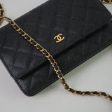 CHANEL Handbag Chanel Black Caviar Quilted Wallet On Chain GHW (WOC) - Redeluxe