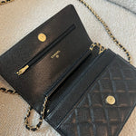 CHANEL Handbag Chanel Black Caviar Quilted Wallet On Chain GHW (WOC) - Redeluxe