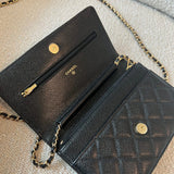 CHANEL Handbag Chanel Black Caviar Quilted Wallet On Chain GHW (WOC) - Redeluxe