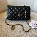 CHANEL Handbag Chanel Black Caviar Quilted Wallet On Chain Gold hardware(WOC) - Redeluxe