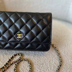 CHANEL Handbag Chanel Black Caviar Quilted Wallet On Chain Gold hardware(WOC) - Redeluxe