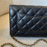 CHANEL Handbag Chanel Black Caviar Quilted Wallet On Chain Gold hardware(WOC) - Redeluxe