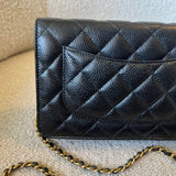 CHANEL Handbag Chanel Black Caviar Quilted Wallet On Chain Gold hardware(WOC) - Redeluxe