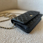 CHANEL Handbag Chanel Black Caviar Quilted Wallet On Chain Gold hardware(WOC) - Redeluxe