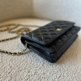 CHANEL Handbag Chanel Black Caviar Quilted Wallet On Chain Gold hardware(WOC) - Redeluxe